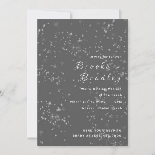 Invitation Nuit étoilée mariage gris (Devant)