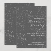 Invitation Nuit étoilée mariage gris (Devant / Derrière)