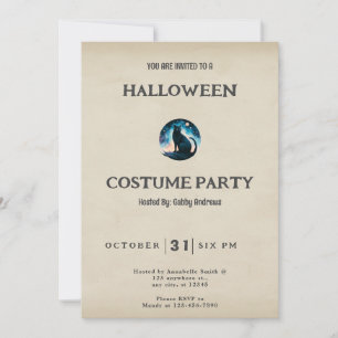 Invitation Nuit étoilée noire Halloween Vintage