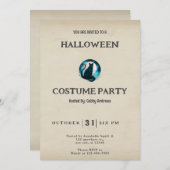 Invitation Nuit étoilée noire Halloween Vintage (Devant / Derrière)