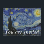 Invitation Nuit étoilée par Vincent van Gogh<br><div class="desc">Vincent Willem Van Gogh était un peintre de Courrier-Impressionniste d'origine néerlandaise dont travail-notable pour sa beauté approximative, honnêteté, et audacieux émotifs couleur-a eu une influence d'une grande portée le 20ème siècle art. Après des années d'inquiétude douloureuse et des accès fréquents de la maladie mentale, il est mort 37 âgés d'une...</div>