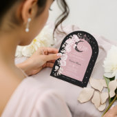 Invitation Nuit étoilée Quinceanera Fleurs Lune Céleste