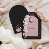 Invitation Nuit étoilée Quinceanera Fleurs Lune Céleste