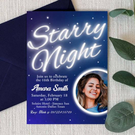 Invitation Nuit étoilée - Sous les étoiles avec photo