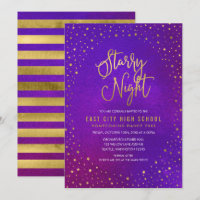 Nuit étoilée violet aquarelle or faux danse scolai