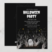 Invitation Nuit Forêt de cimetière Éffrayant Ours d'Halloween (Devant / Derrière)