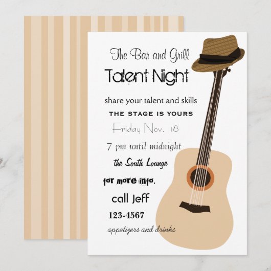 Invitation Nuit guitare (Devant / Derrière)