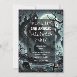 Invitation Nuit Hantée Maison Effrayante Halloween Soirée Ens