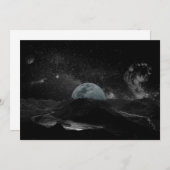 Invitation Nuit Lune Noire et Blanche Sky Mountain Galaxy Pos (Devant / Derrière)