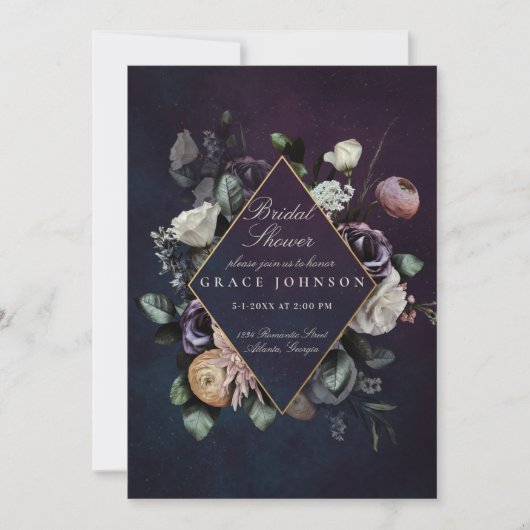 Invitation Nuit Moody foncé Mariage Fête des mariées (Devant)