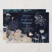Invitation Nuit Moody Under the Sea Ocean Beach Mariage (Devant / Derrière)
