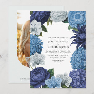 Invitation Nuit Navale, Bleu Acier & Gris Eucalyptus