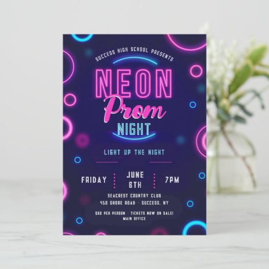 Invitation Nuit Neon Prom (Debout devant)