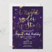 Invitation Nuit Pourpre et Or sous les Étoiles Célestes (Devant)