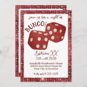 Invitation Nuit Retro Red Dice Bunco (Devant / Derrière)