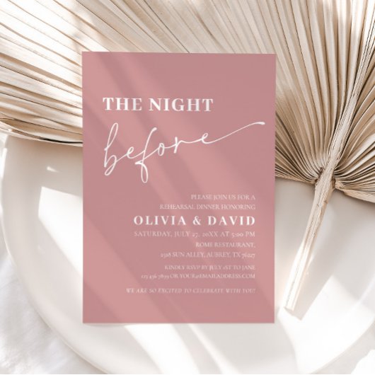 Invitation Nuit rose Dusty Avant Le Dîner De Répétition Invit