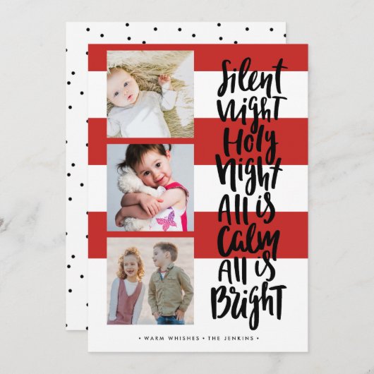 Invitation Nuit silencieuse trois jours fériés photo Noël | R (Devant / Derrière)