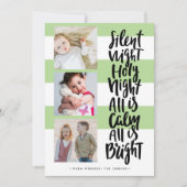 Invitation Nuit silencieuse trois vacances photo Noël Vert (Devant)