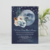 Invitation Nuit Sky Boho Aquarelle Floral Moon Baby shower (Debout devant)