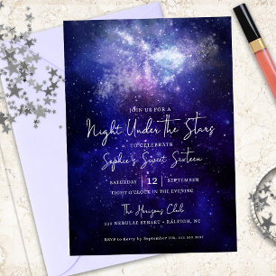 Invitation Nuit sous les étoiles Galaxy Sweet 16