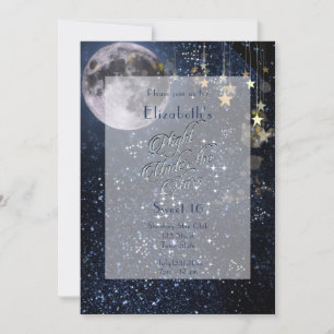 Invitation Nuit sous les étoiles Sweet 16 pleine lune or