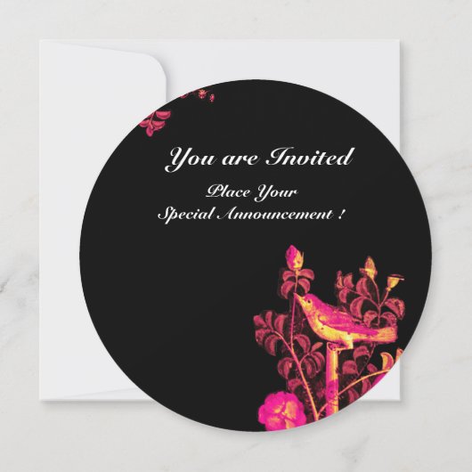 Invitation NUIT SUR MONOGRAM ROSE, Fuchsia Rose Noir (Dos)