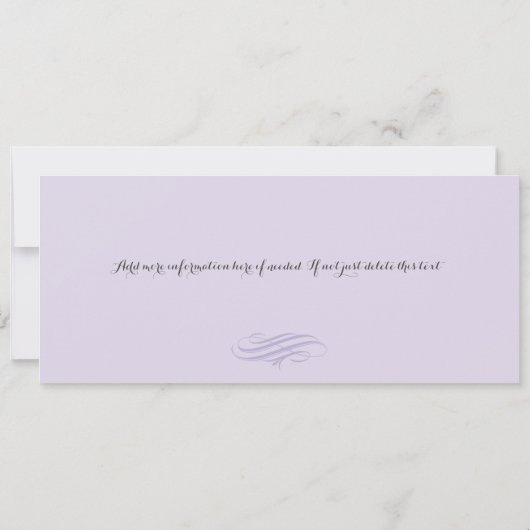 Invitation Nuit Tour Eiffel Lilac à Paris Fête d'anniversaire (Dos)