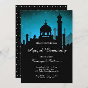 Invitation Nuit turquoise Sky Arabian Nights Aqiqah