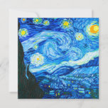 Invitation Nuit Van Gogh Starry<br><div class="desc">Carte représentant la peinture à l’huile de Vincent van Gogh The Starry Night (1889). Inspiré par son séjour dans un asile,  l'art représente un village sous un ciel nocturne de lune et d'étoiles bleues et jaunes. Un grand cadeau pour les amateurs de post-impressionnisme et d'art hollandais.</div>