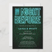 Invitation Nuit verte turquoise Neon avant le dîner de répéti (Devant)
