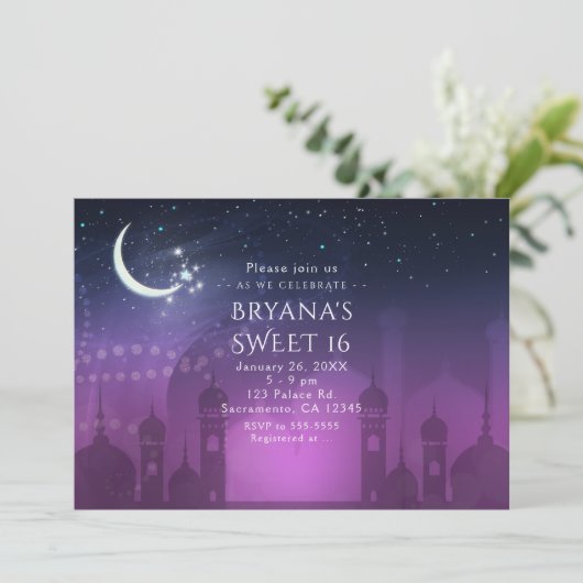 Invitation Nuits arabes Moroccain Moolight pourpre (Debout devant)