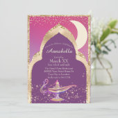 Invitation Nuits Arabes Or et Rose Conte de Fée Aladdin (Debout devant)