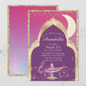 Invitation Nuits Arabes Or et Rose Conte de Fée Aladdin (Devant / Derrière)