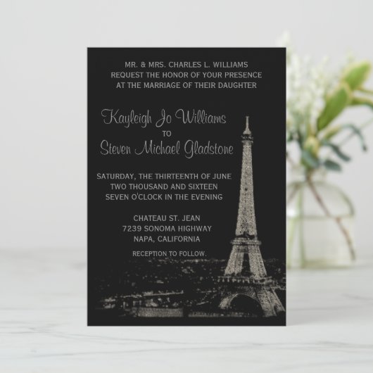 Invitation Nuits dans le mariage de Paris (Debout devant)