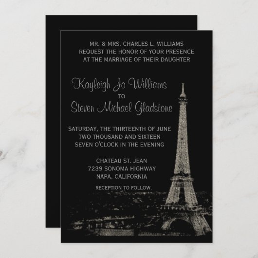 Invitation Nuits dans le mariage de Paris (Devant / Derrière)