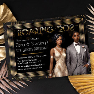 Invitation Nuits de Harlem Mariage Anniversaire Afro-Américai