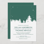 Invitation Nuits d'hiver étoilées Emerald Green Mariage (Devant / Derrière)