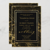 Invitation Nuits en Granite & Or Mariage II (Devant / Derrière)