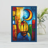 Invitation Nuits géométriques du Ramadan - Lune et lanternes (Debout devant)