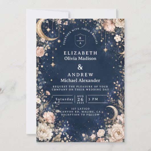 Invitation Nuits Stellaires Célestes Mariage (Devant)