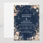 Invitation Nuits Stellaires Célestes Mariage (Devant / Derrière)