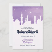 Invitation Nuits violettes Arabe Aquarelle Quinceañera (Devant)