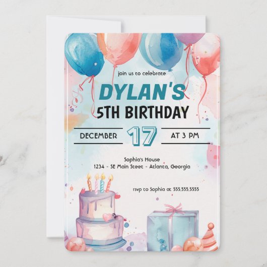 Invitation numérique classique de fête d'anniversa (Devant)