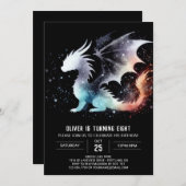 Invitation numérique d'anniversaire avec dragon de (Devant / Derrière)