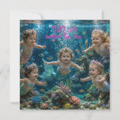 Invitation numérique d'anniversaire de deux sirène (Devant)