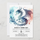 Invitation Numérique d'anniversaire du dragon enchanté (Devant)