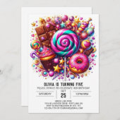 Invitation numérique d'anniversaire Sweets Adorabl (Devant / Derrière)