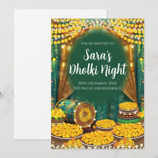 Invitation numérique Dholki & Invitation numérique (Devant / Derrière)