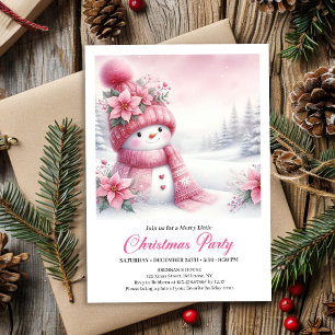 Invitation numérique festive rose bonhomme de neig