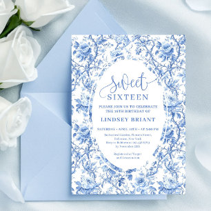 Invitation numérique Fleurs de Rosier Bleu pour 16